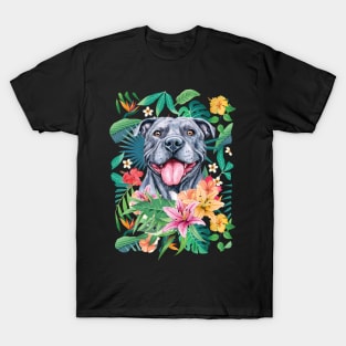 Tropical Gray Pit Bull Pitbull T-Shirt